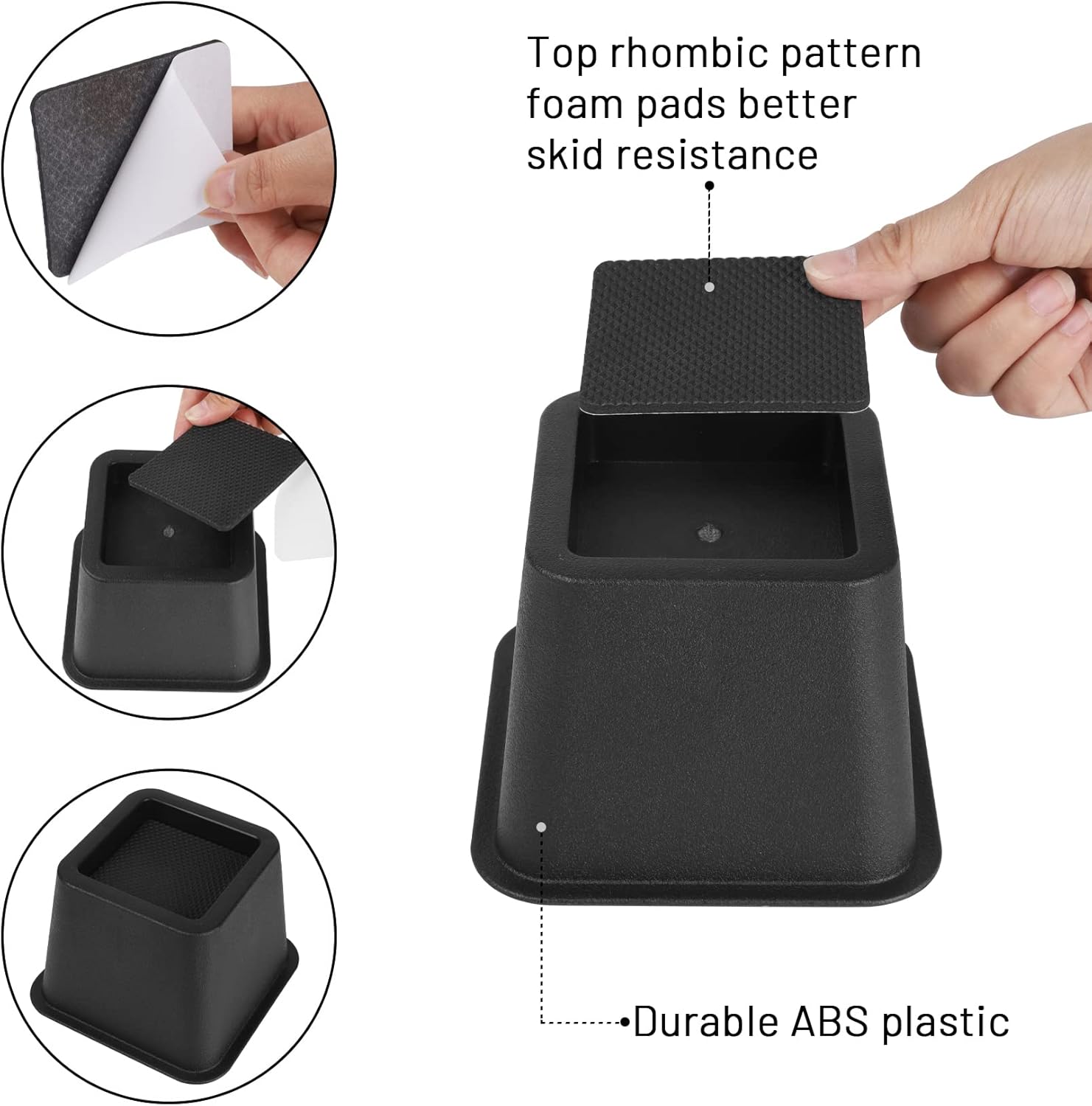 BTSD-home Juego de 4 elevadores de cama de 3 pulgadas para sofá y sillón, ideales para almacenamiento debajo de la cama, juego de 4