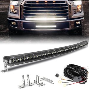 BraveWAY Barra de luz LED curvada de 38 pulgadas, iluminación todoterreno de una sola fila, barra de luz de conducción, haz combinado de inundación, BraveWAY Barra de luz LED curvada de 38 pulgadas, iluminación todoterreno de una sola fila, barra de luz de conducción, haz combinado de inundación,