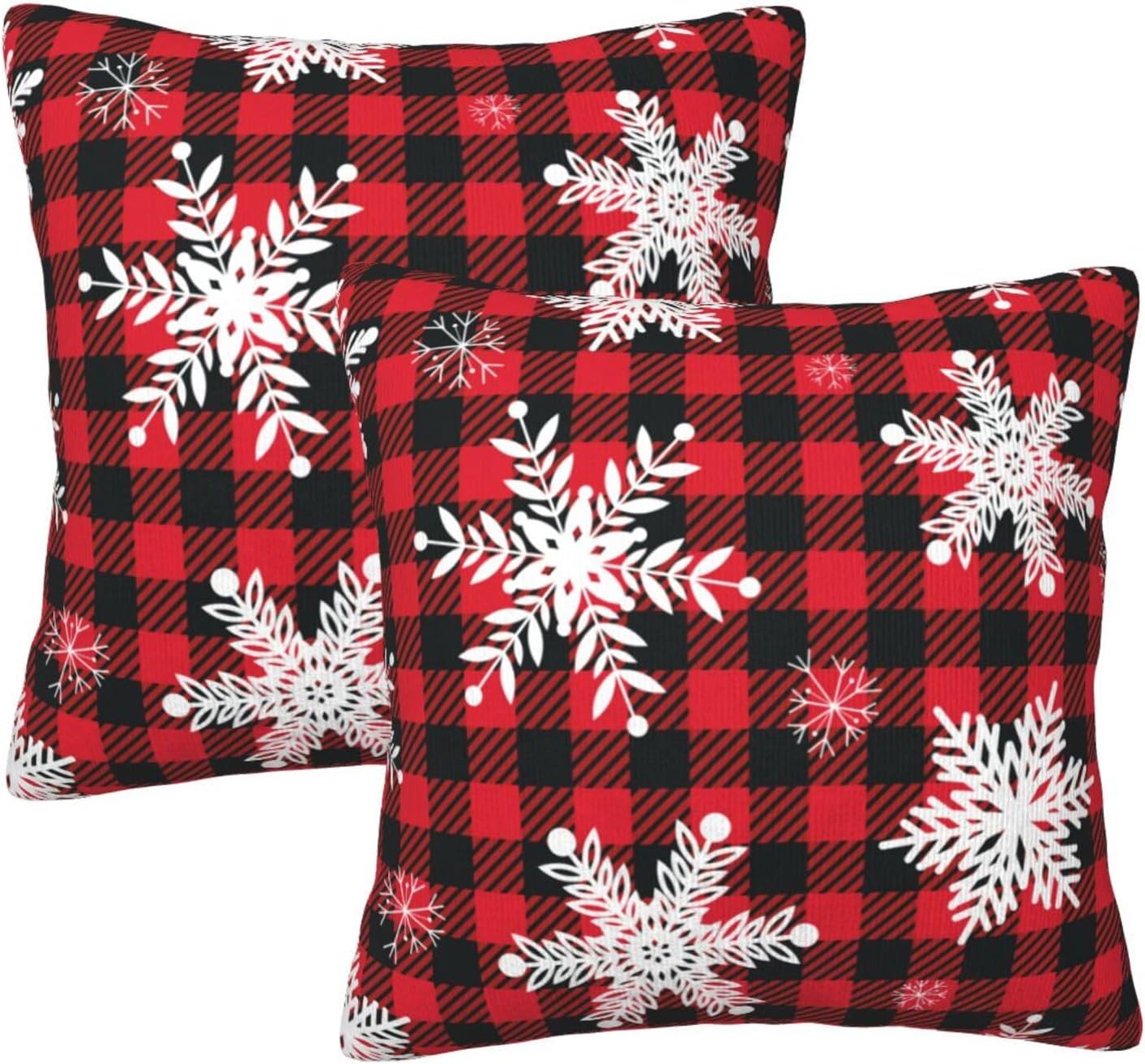 Juego de 2 fundas de almohada decorativas de 16 x 16 pulgadas, diseño de copos de nieve, protector de almohada suave, decoración moderna del hogar