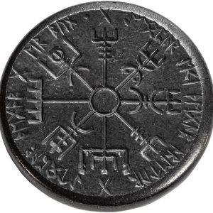 Bastón doble nórdico en hierro, vegvisir y yelmo de asombro Bastón doble nórdico en hierro, vegvisir y yelmo de asombro