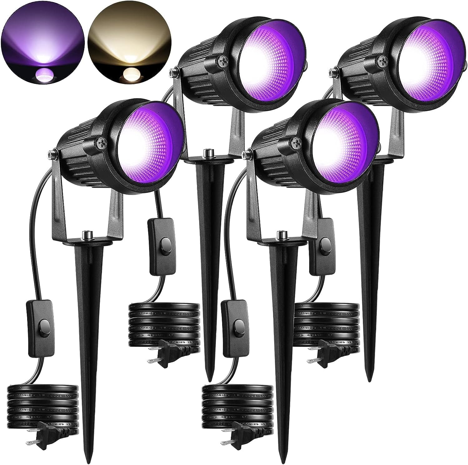 Junview Luces LED negras de 12 W con enchufe blanco cálido de EE. UU., IP66, impermeables, para exteriores, luces negras para fiestas de baile,