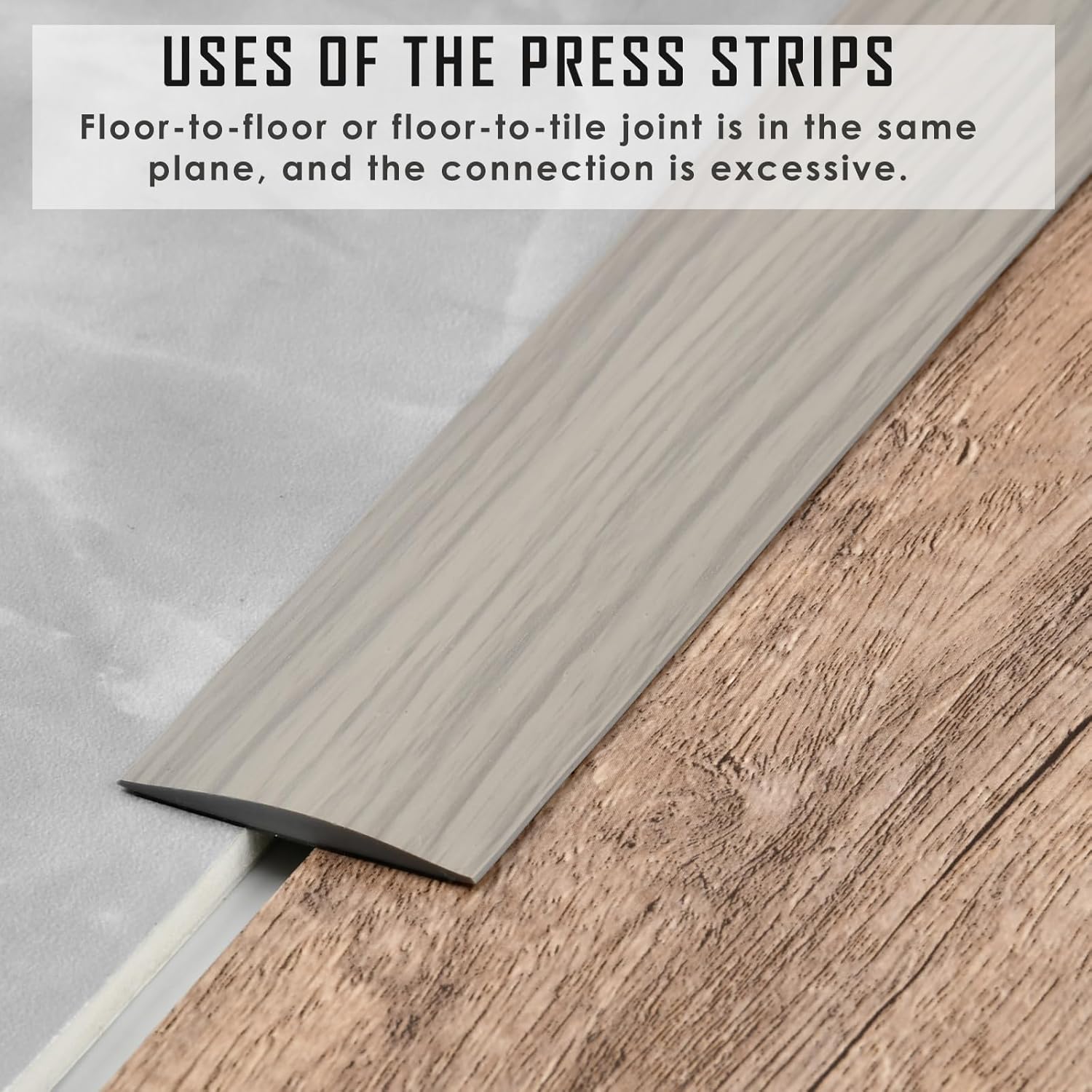 ZGONOUY Tira de transición de suelo autoadhesiva, tiras de transición de piso laminado de vinilo, tiras de borde de puerta de piso de madera para