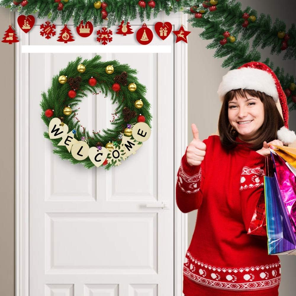 BROTOU 50 adornos de Navidad de madera, adornos de madera sin terminar para vacaciones, festivales, bodas, manualidades de Navidad para niños