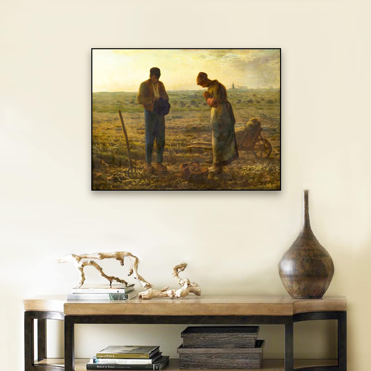 ZZPT Jean Francois Millet The Angelus – Póster de pintura en lienzo, famosas impresiones artísticas para sala de estar, dormitorio, decoración del