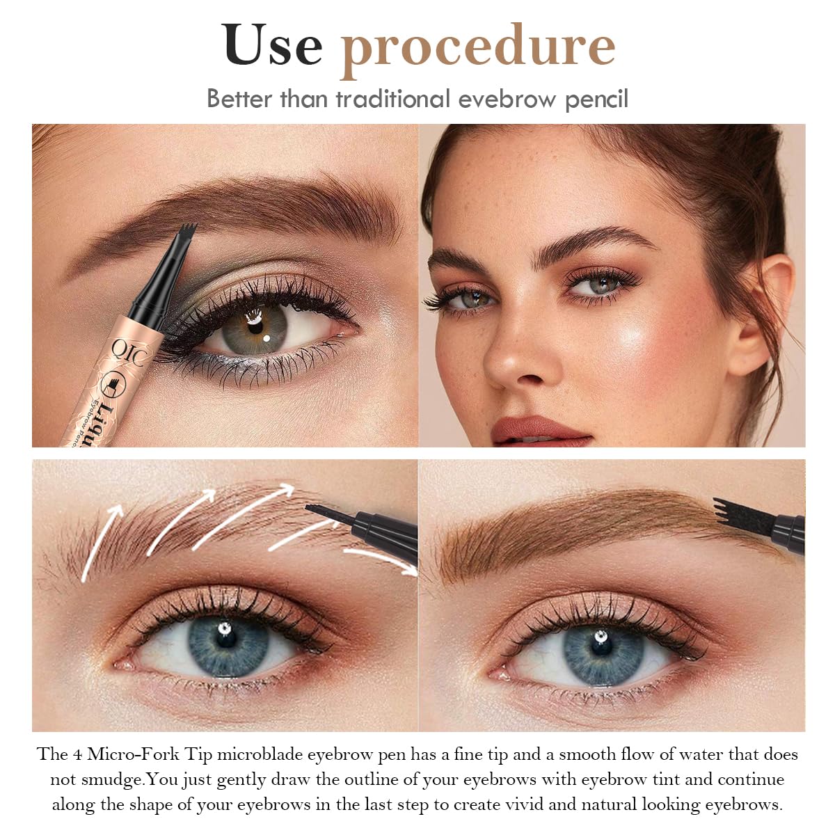 Lápiz de cejas marrón claro, lápiz de cejas Microblading a prueba de manchas con punta de microhorquilla mejorada, lápiz de microblading impermeable