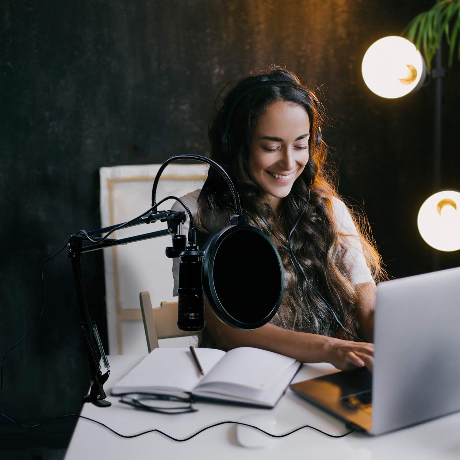 VEYDA – Micrófono de PC para podcast de transmisión USB, kit de micrófono de condensador cardioide de estudio profesional de 192 KHZ24 bits con