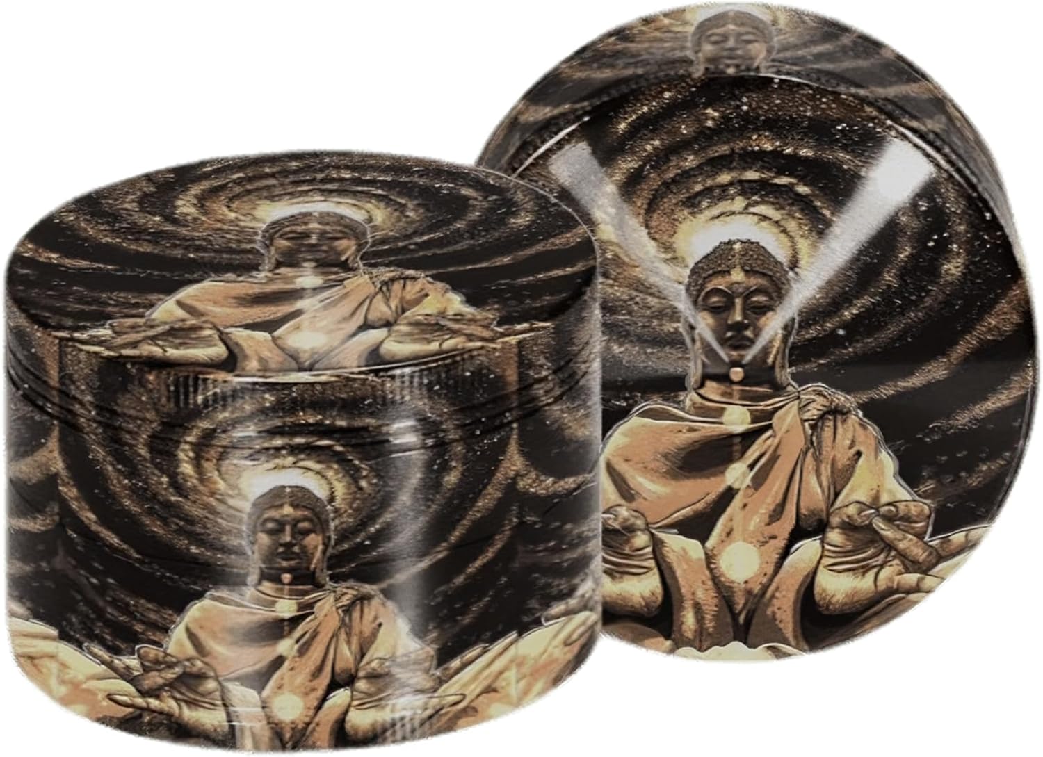 Molinillo de especias Boho Grinder Molinillo de hierbas (3 pulgadas, diseño negro dorado)