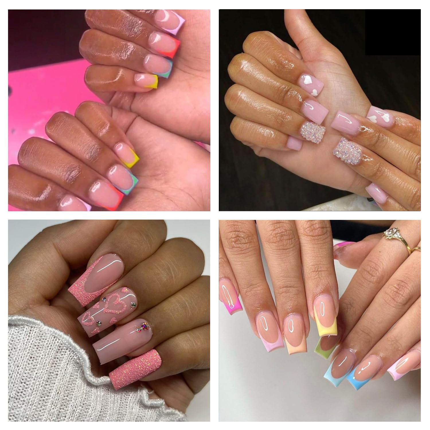 SWETIDY 500 puntas de uñas cuadradas XL sin curva C, puntas de uñas cuadradas cónicas de acrílico transparente, media cubierta, puntas de uñas