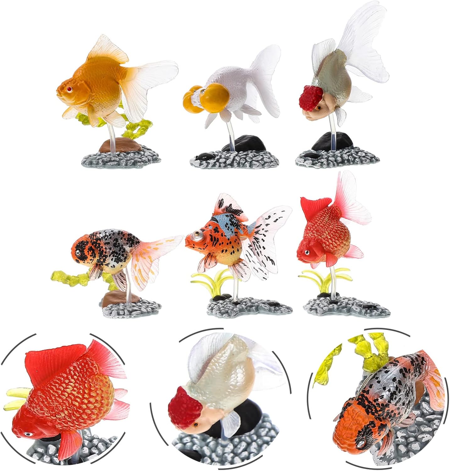 Zerodeko 6 piezas de pequeños modelos de peces dorados, figuras de peces en miniatura, decoración de micro paisaje, figuras decorativas de peces
