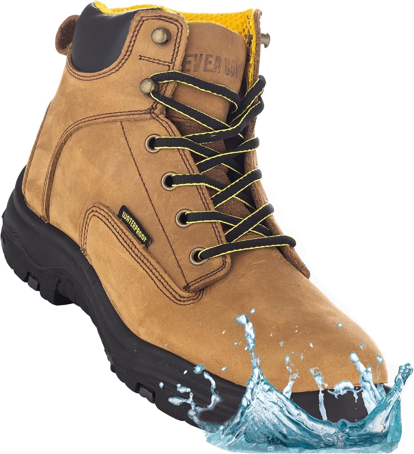 Botas de trabajo impermeables para hombre, punta suave, cuero impermeable de 6 pulgadas, forro aislante, botas de trabajo ultra secas, botas de