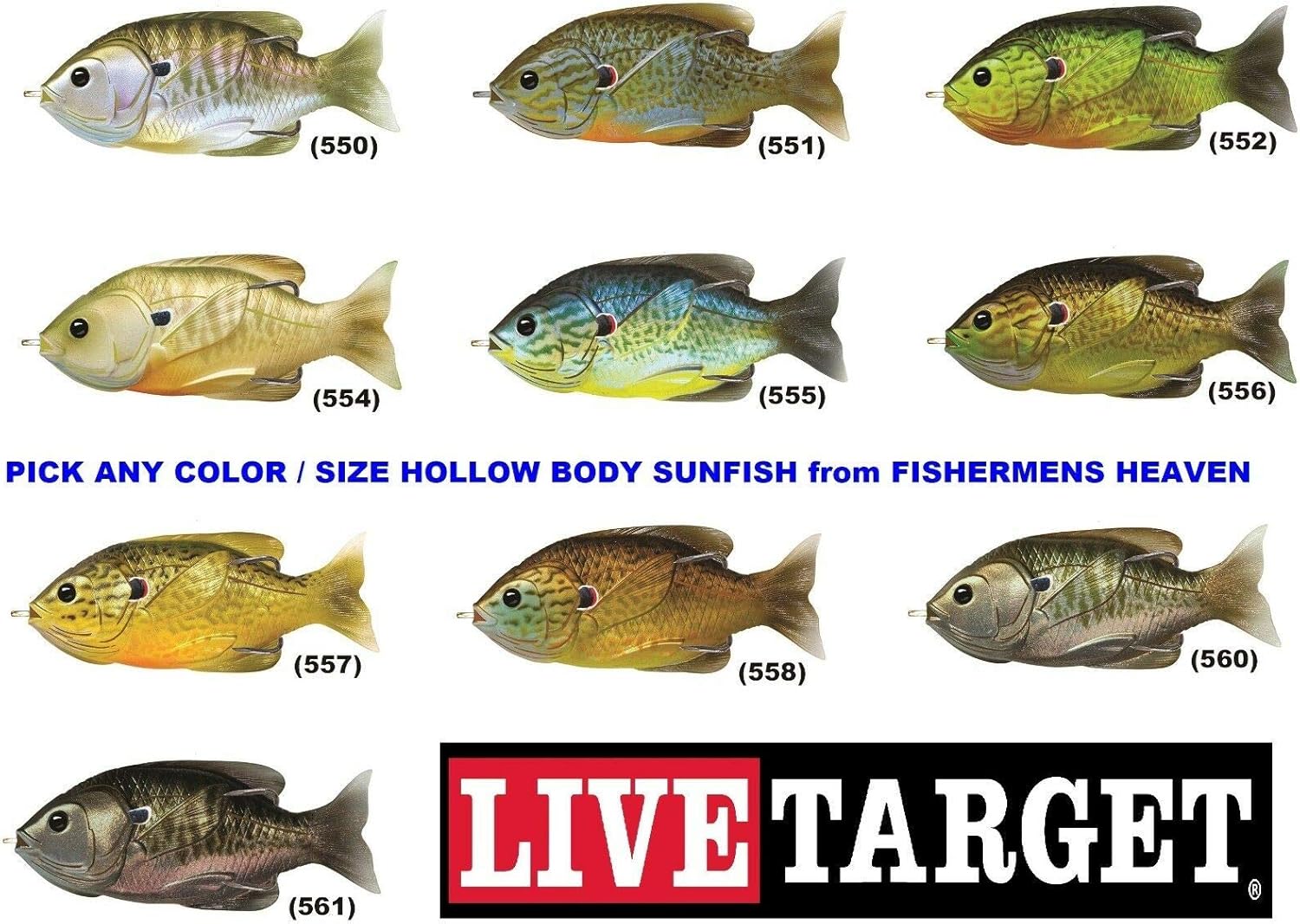 Señuelo de pesca LiveTarget con forma de pez luna y cuerpo hueco para superficie anzuelo #40, Multi, 3″