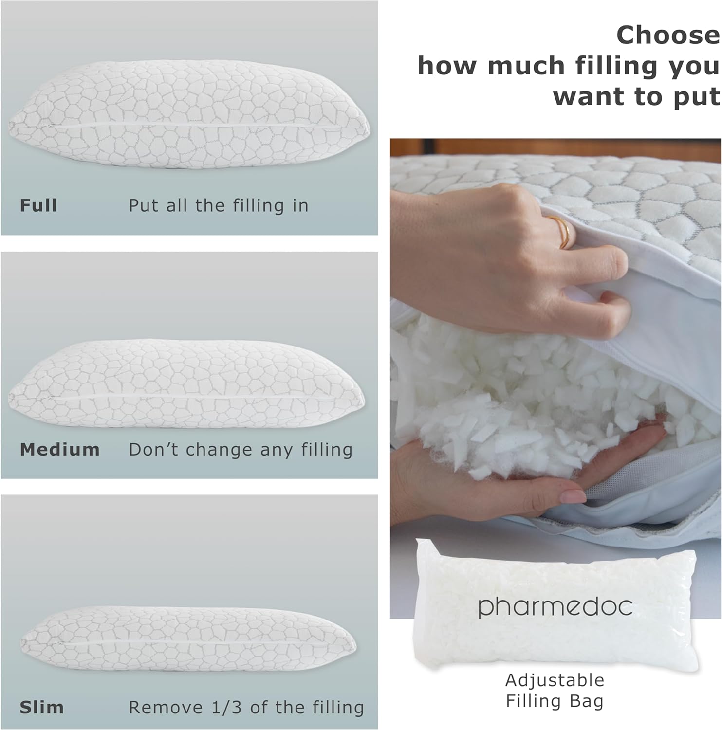 Pharmedoc Almohadas de espuma viscoelástica – Almohada para dormir de lado – Almohada curvada – Almohada arqueada – Almohada de cuello para aliviar