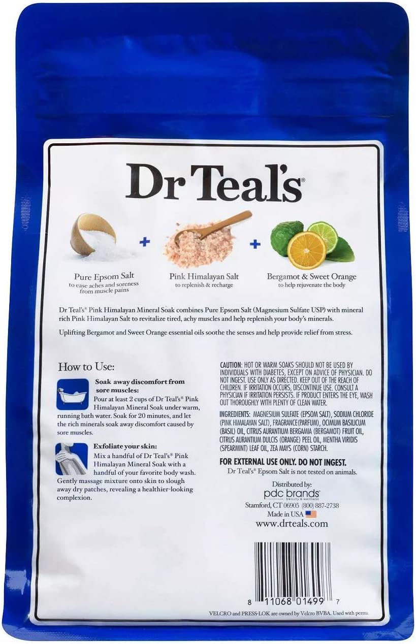 Dr Teal’s Epsom – Set de regalo variado de baño de sal (paquete de 4, 3 libras cada una) – Aceite de semilla de cáñamo de cannabis sativa y sal rosa