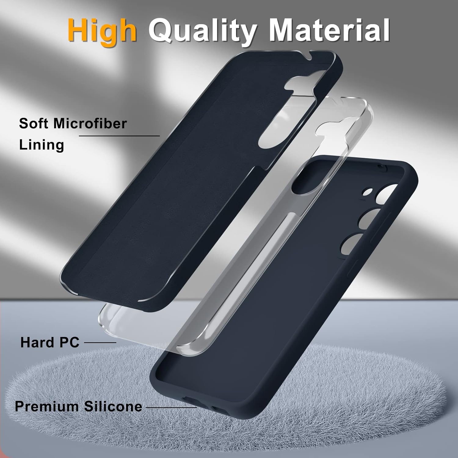 YENAPOON Funda para Samsung Galaxy S23 Plus, funda delgada de silicona líquida con 2 protectores de pantalla, forro de microfibra suave antiarañazos