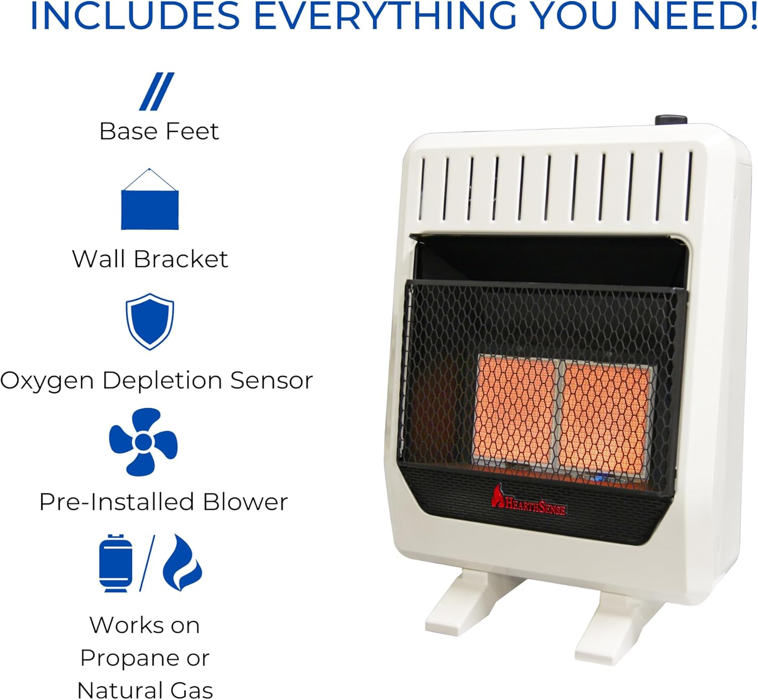 IR16T-BB Calentador infrarrojo de combustible dual sin ventilación con control de termostato para uso doméstico y oficina, 20000 BTU, calienta hasta