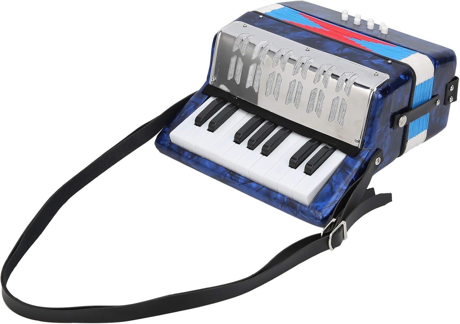 Acordeón para niños, instrumento musical de acordeón de 17 teclas para niños o aficionados, cómodo y ligero en uso. (azul oscuro)
