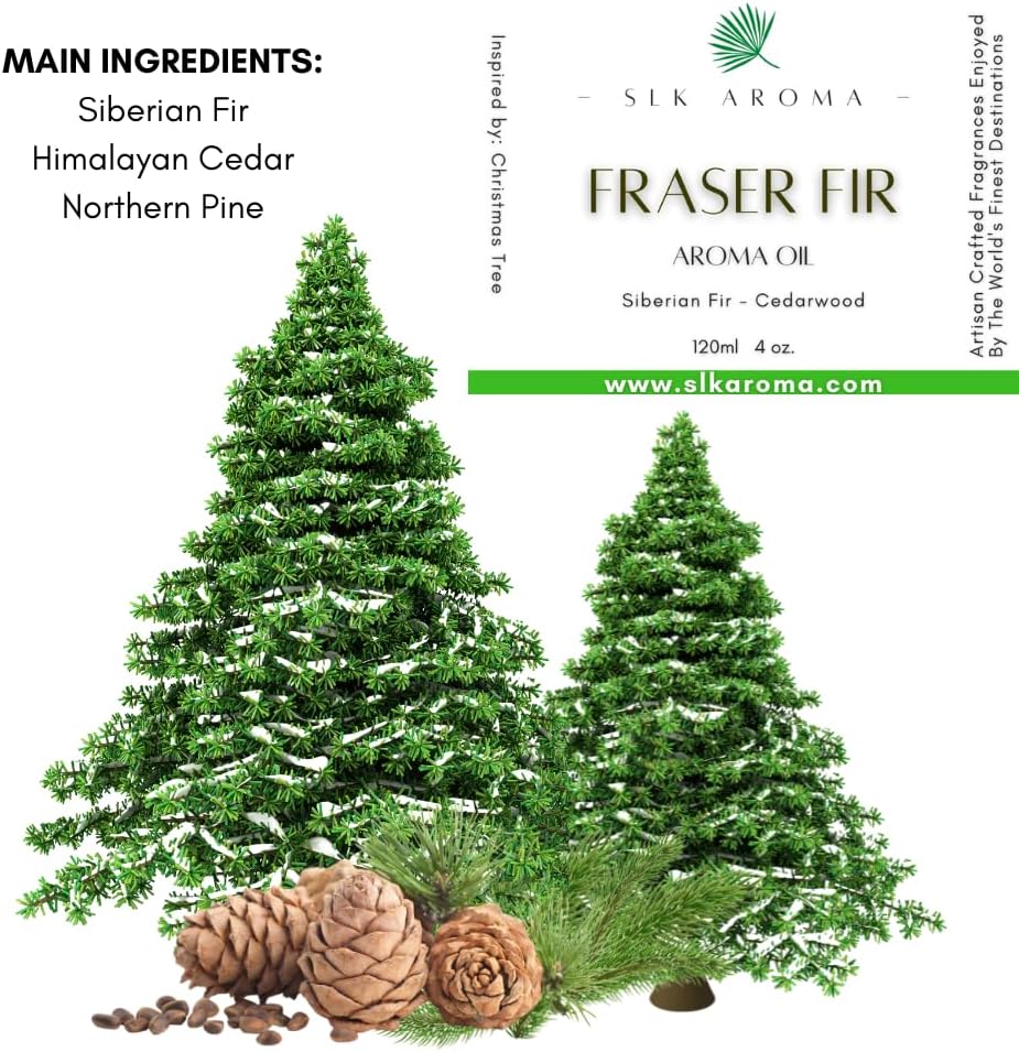 Aceite aromático Fraser FIR para difusores – El olor fresco de los árboles de Navidad y las fiestas – Mezcla de nicho de abeto siberiano, cedro del