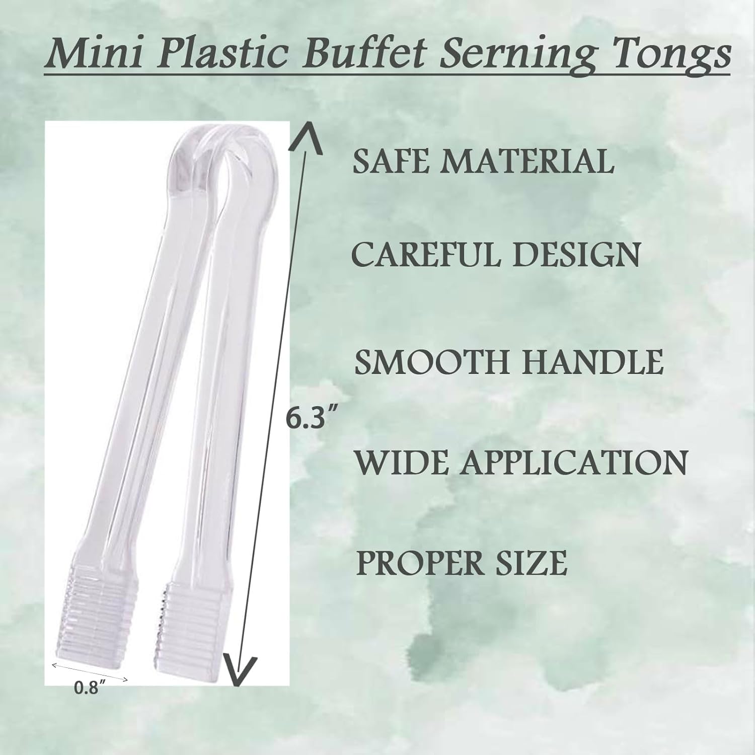 6 Pack Plastic Kitchen Tongs, 6.3 Inch Mini Clear Serving Tongs for Buffet Barbecue Ice Salad and Cookies (Clear)