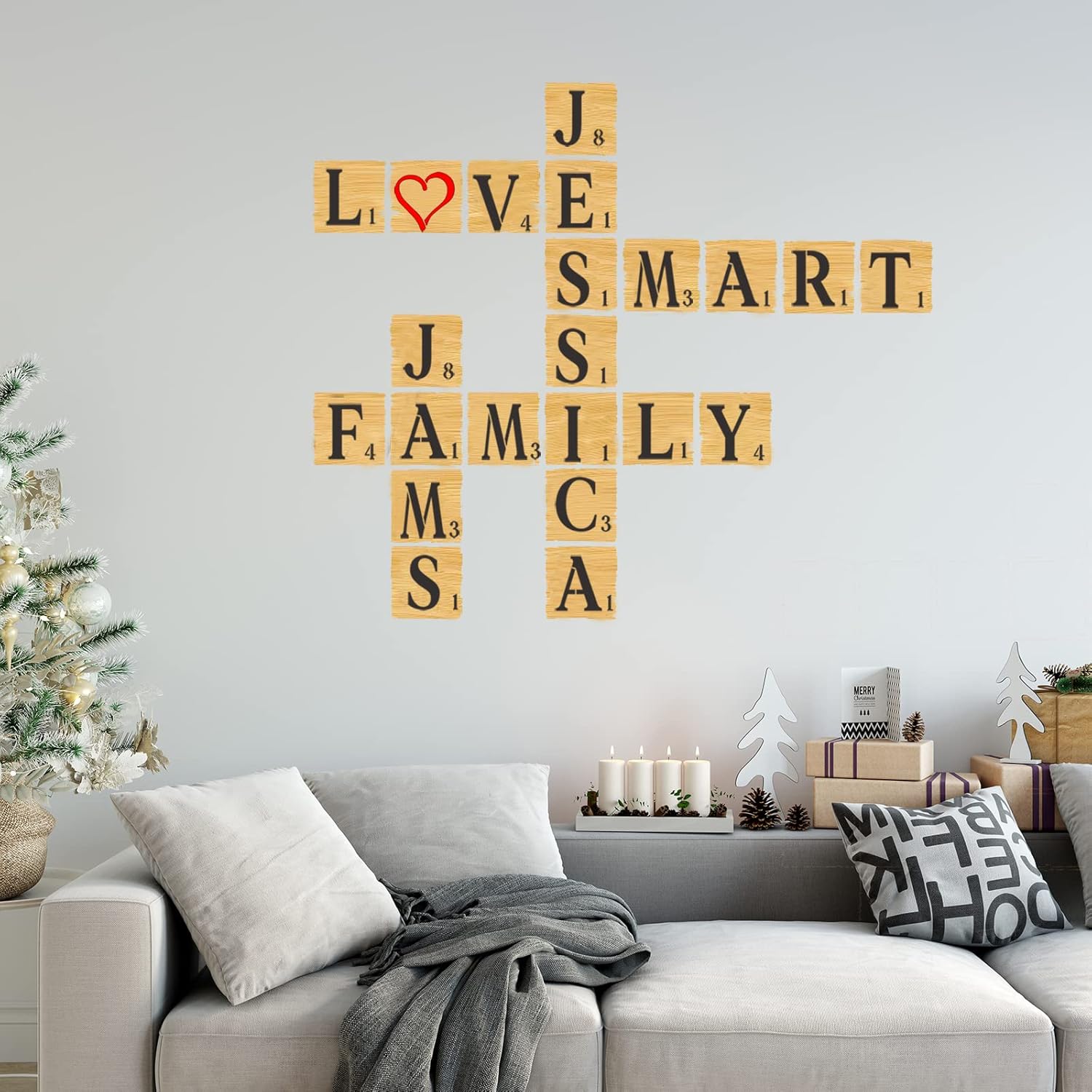 Plantillas de letras de 6 pulgadas, 42 plantillas de Scrabble para pintar en pared de madera, decoración del hogar, proyectos de manualidades, tela