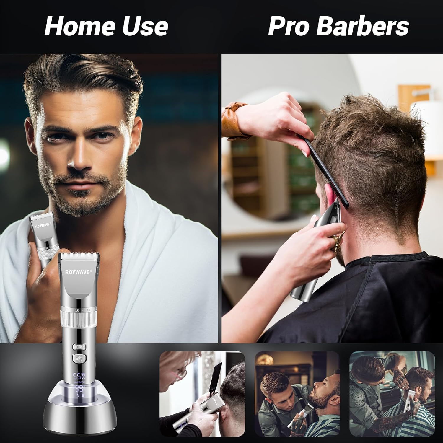 Kit de cortapelos y recortadora para hombres, kit de cortadora de pelo Professiona, cortadora de barba eléctrica, juego de corte de pelo