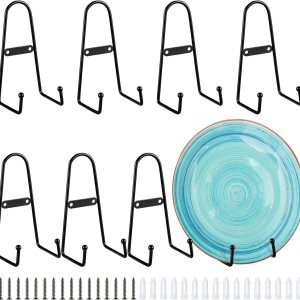 8 soportes de metal para montaje en pared, soportes de placa de caballete negros medianos para pared, soportes verticales de placas para marcos de 8 soportes de metal para montaje en pared, soportes de placa de caballete negros medianos para pared, soportes verticales de placas para marcos de