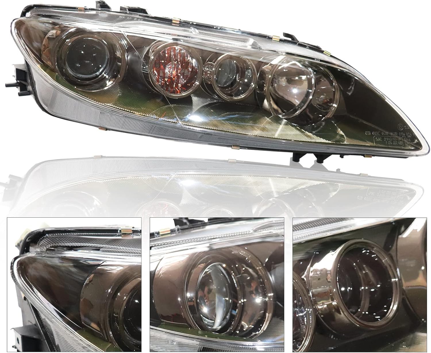 TBVECHI Para 2006 2007 2008Mazda 6 montaje de faros delanteros halógenos reemplazo del lado del pasajero derecho, lente transparente de carcasa