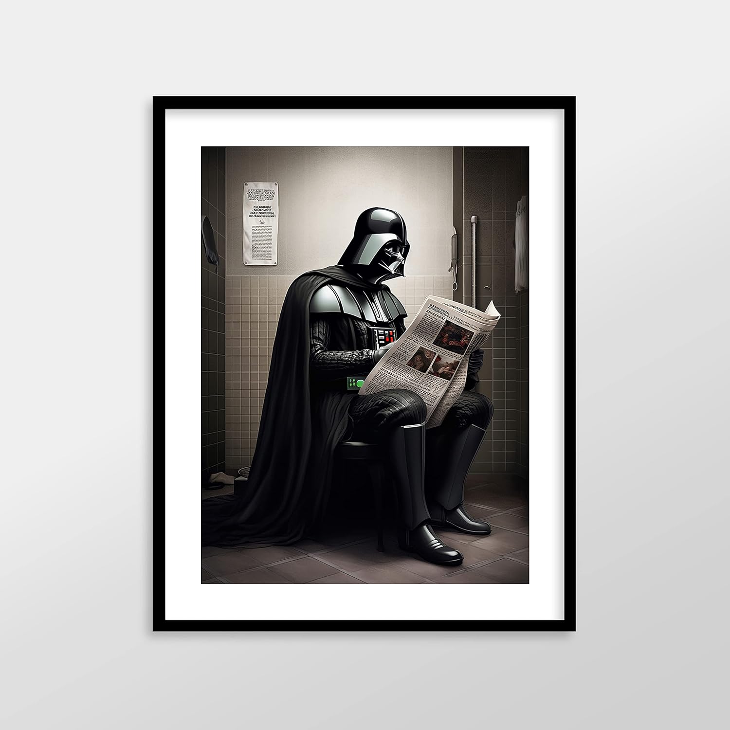 Star Wars Bathroom Décor Art Print – Premium Giclee Fine Art Print – Aesthetic Modern Vintage Painting Style Darth Vader Stormtrooper Yoda Print
