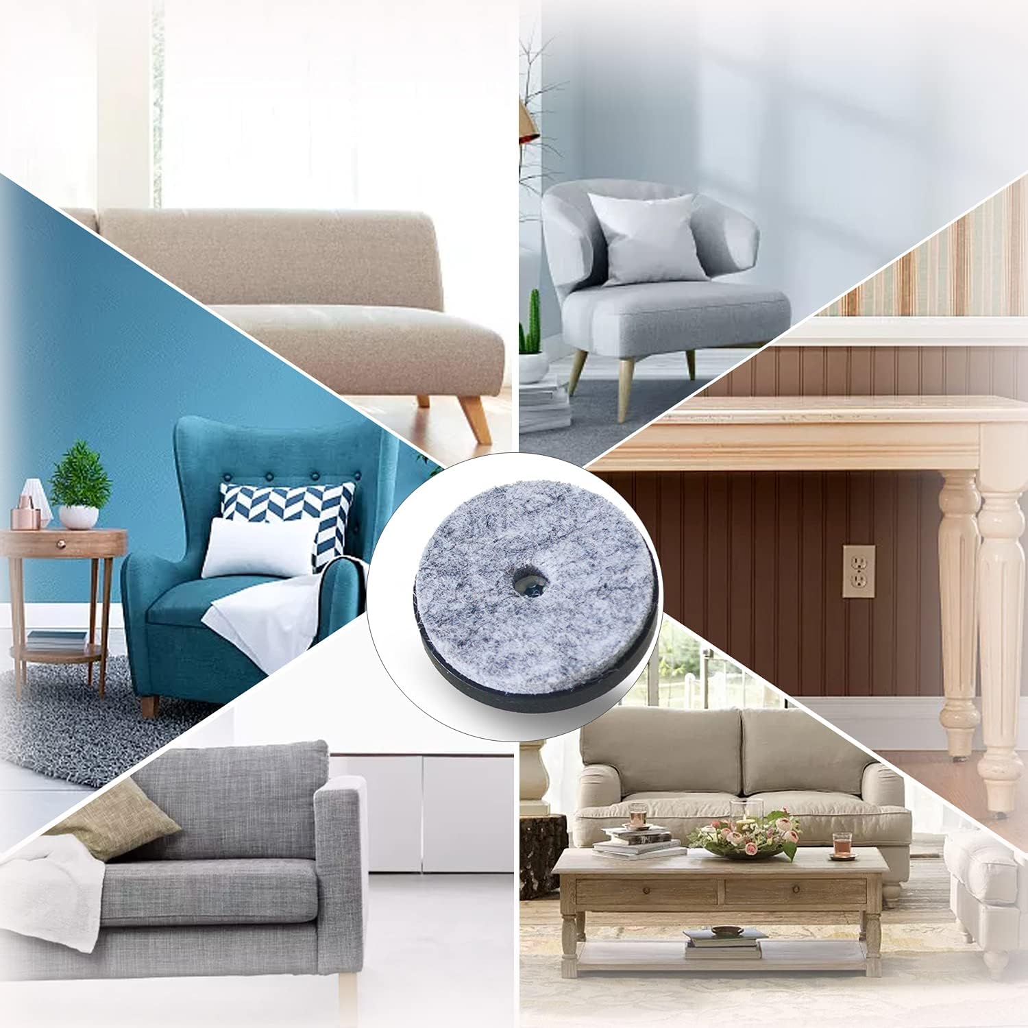 Almohadillas de fieltro atornilladas de 1-12 pulgadas, 40 unidades, protectores de suelo para patas de madera, color negro