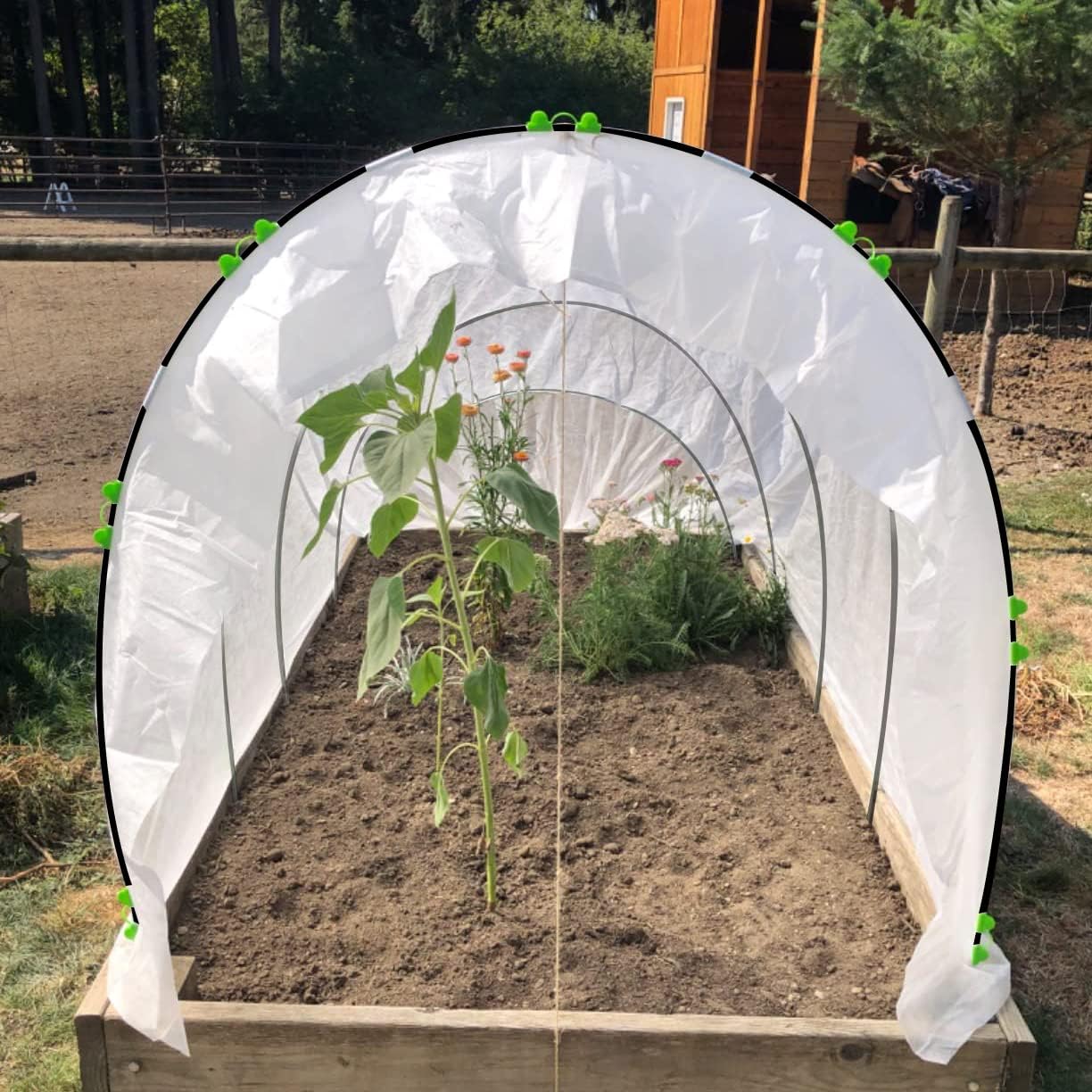 Aros de jardín, túnel de cultivo, 6 juegos de aros de invernadero de 7 pies para camas elevadas, marco de fibra de vidrio inoxidable para red de