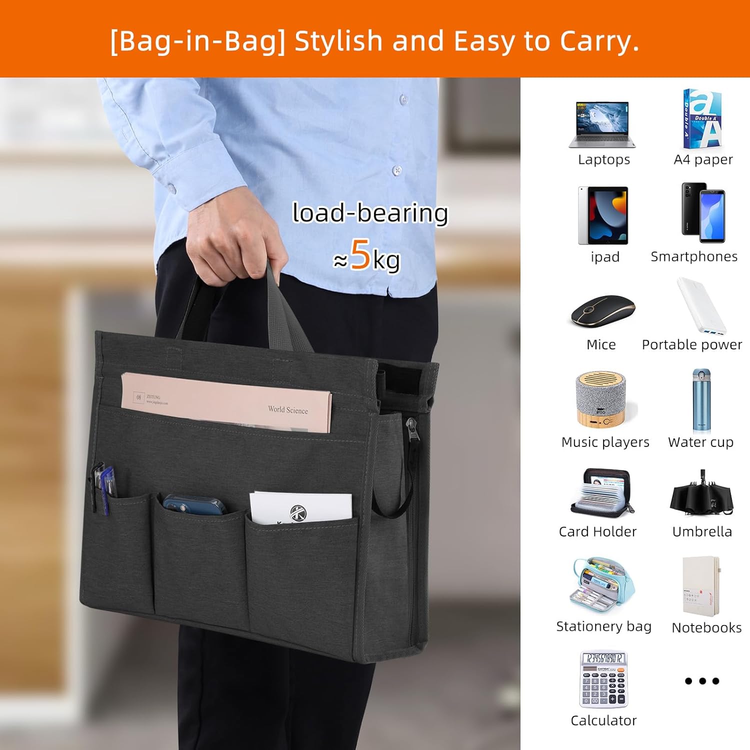 MASTLU Bolsa de almacenamiento para colgar debajo del escritorio, organizador de escritorio, bolsa de almacenamiento lateral de oficina, compatible