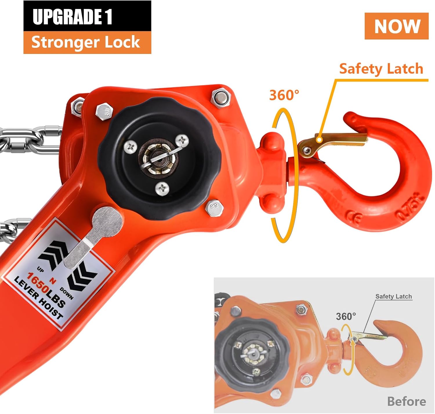 Polipasto de cadena manual de palanca de 34 toneladas viene con 1650lbs 10ft Heavy Duty Premium Hoist