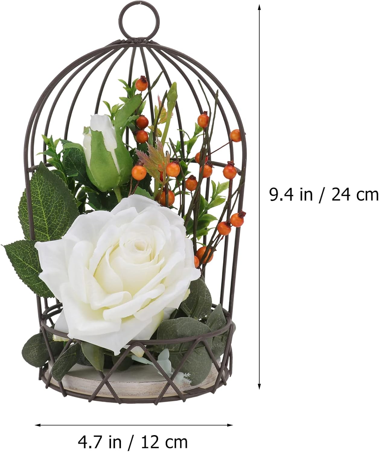 BESTOYARD Jaula colgante para pájaros, decoración de jaula decorativa para pájaros con rosas artificiales, mesa de comedor, centros de mesa, jaulas