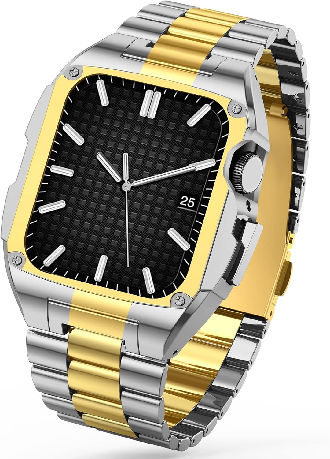 V-MORO Correa de acero inoxidable con funda compatible con Apple Watch de 1.732 pulgadas Series 654SE, correa de metal de negocios para hombres con