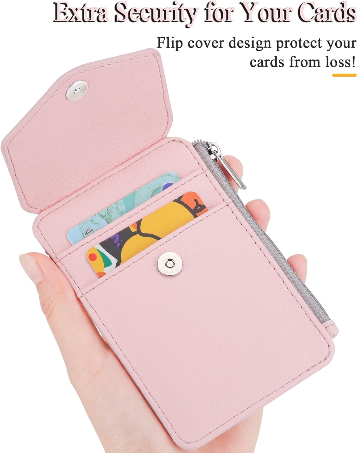 Teskyer Portatarjetas con bolsillo lateral con cremallera, múltiples ranuras para tarjetas, cartera de piel con cordón para el cuello para personal
