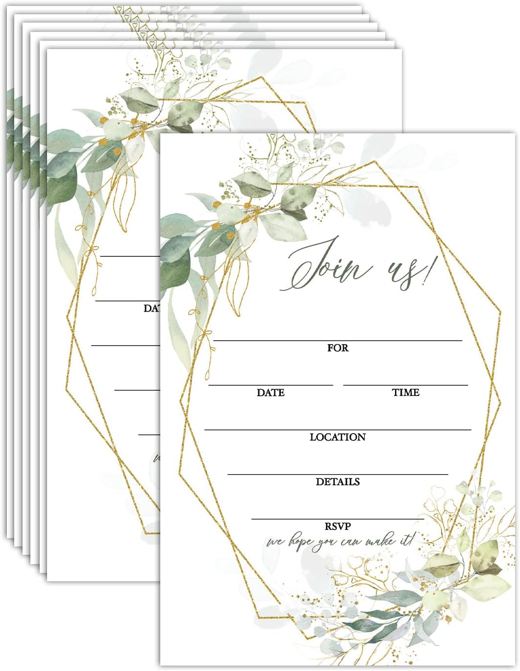 Join Us Tarjetas de invitaciones, tarjetas de invitaciones de Greenery para recepción de boda, compromiso de novia o baby shower, fiesta de