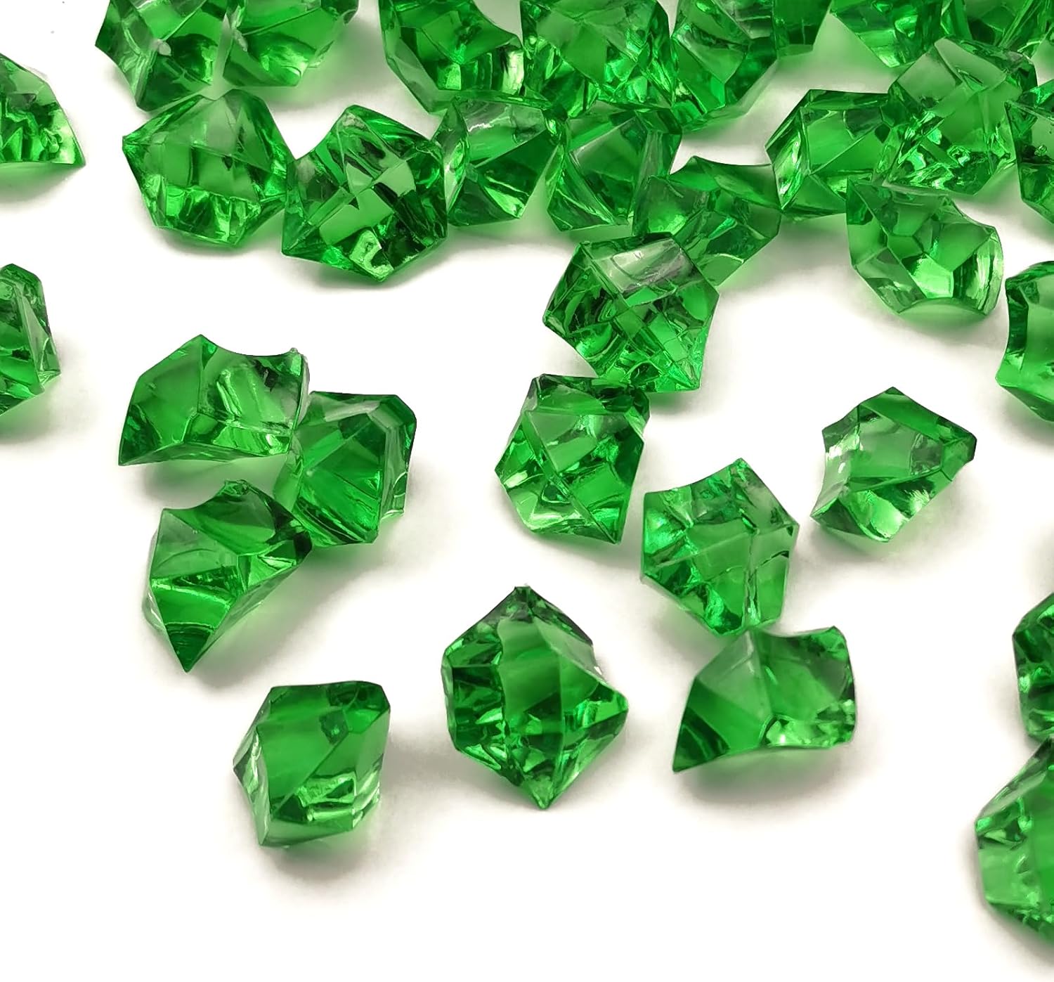 LYFJXX Rellenos de jarrón verde para decoración del hogar, cubitos de hielo triturados falsos, rellenos de jarrón, 150 cubos de hielo falsos