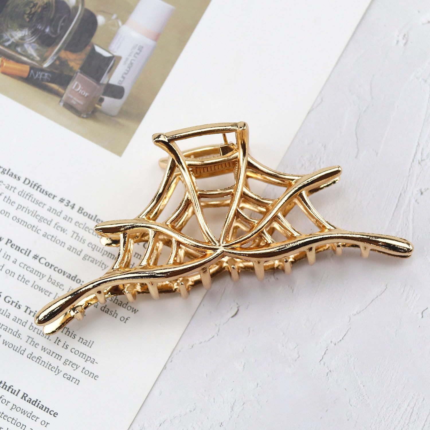 Pinzas de metal para el cabello de telaraña, pinzas de aleación para el cabello, 1 pinza de metal para cabello fino, punk y estilo Y2K (telaraña