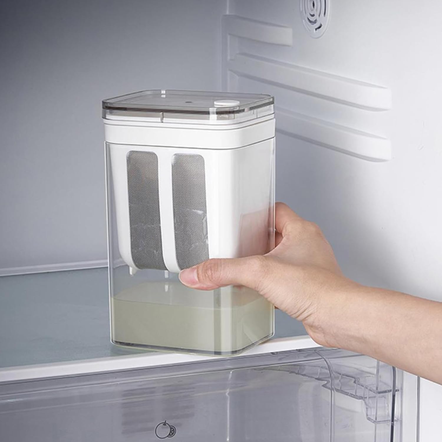 Colador de yogur para hacer yogur, 37.2 fl oz Bpa- Colador de queso con una malla fina Bsg y tapa, filtro de jugo a prueba de fugas, fabricante de