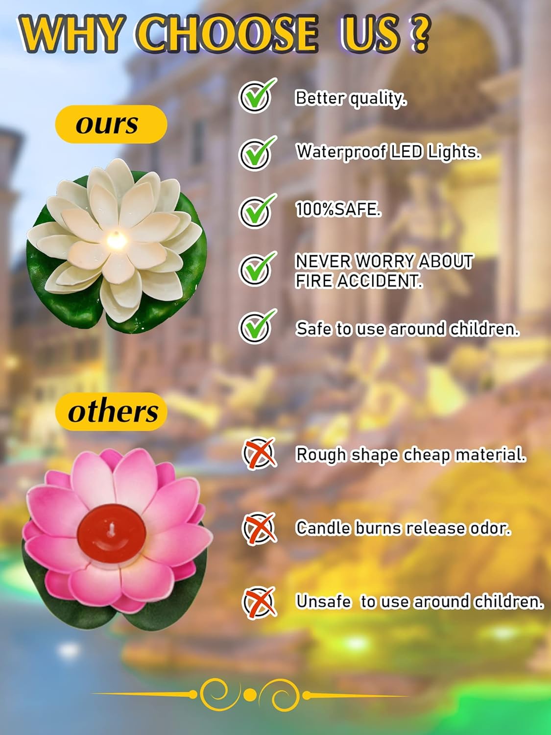 12 luces flotantes para piscina, faroles flotantes LED realistas, funciona con pilas, almohadilla de lirio, vela de flor, accesorios divertidos de