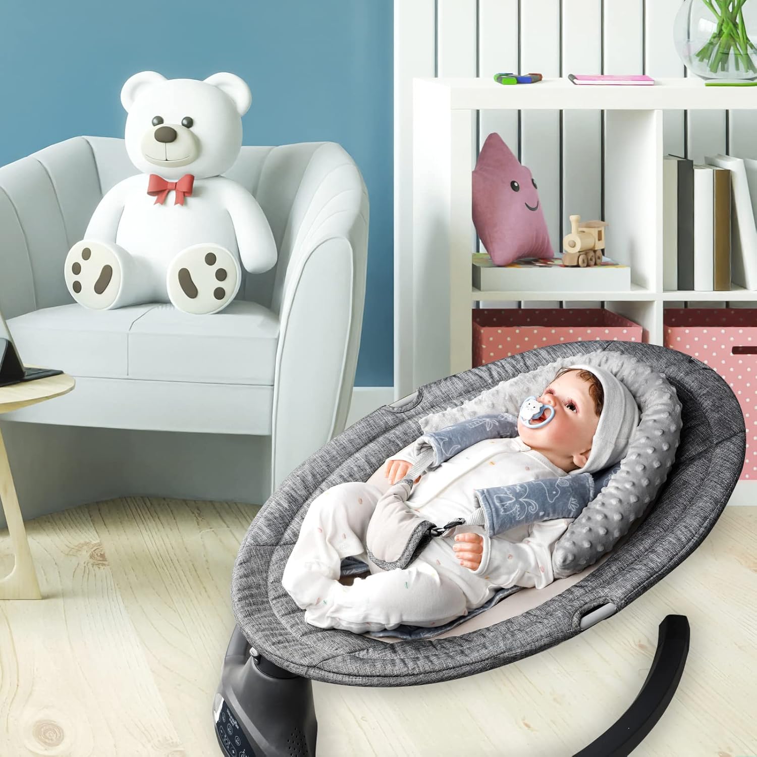 DILIMI Soporte para la cabeza del asiento de automóvil para bebé, suave Minky para niños y niñas, soporte de cabeza de asiento de automóvil con