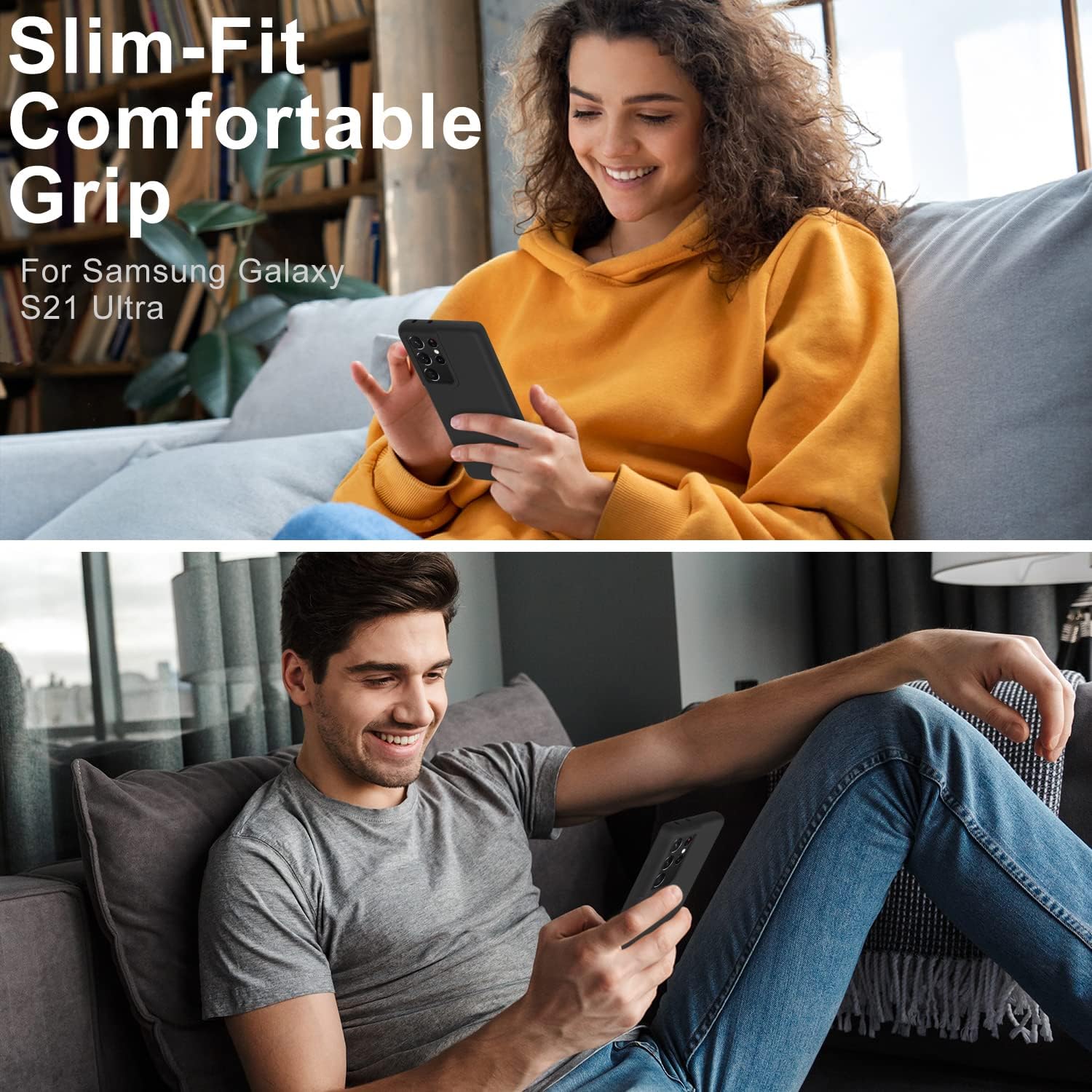 DEENAKIN Funda protectora de silicona para Samsung Galaxy S21 Ultra, suave y sedosa con forro de microfibra suave, funda protectora para Samsung