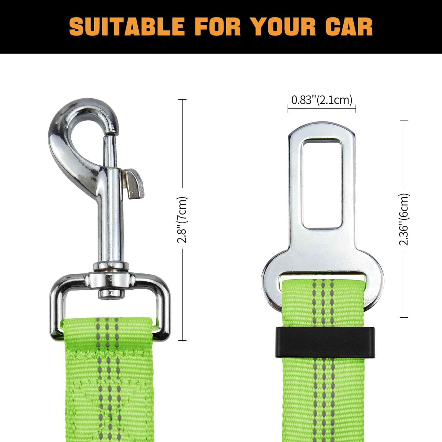 Cinturón de seguridad para perros, cinturón para perros con amortiguador elástico elástico, arnés de seguridad ajustable para perro (verde)