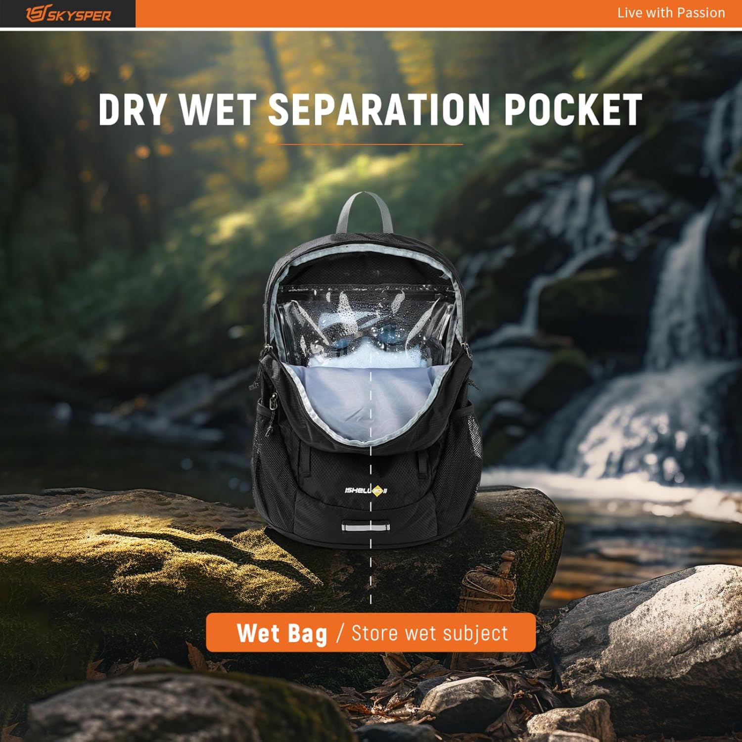 SKYSPER Mochila ligera de senderismo  Mochila de viaje pequeña de 20L Mochila plegable resistente al agua para mujeres y hombres
