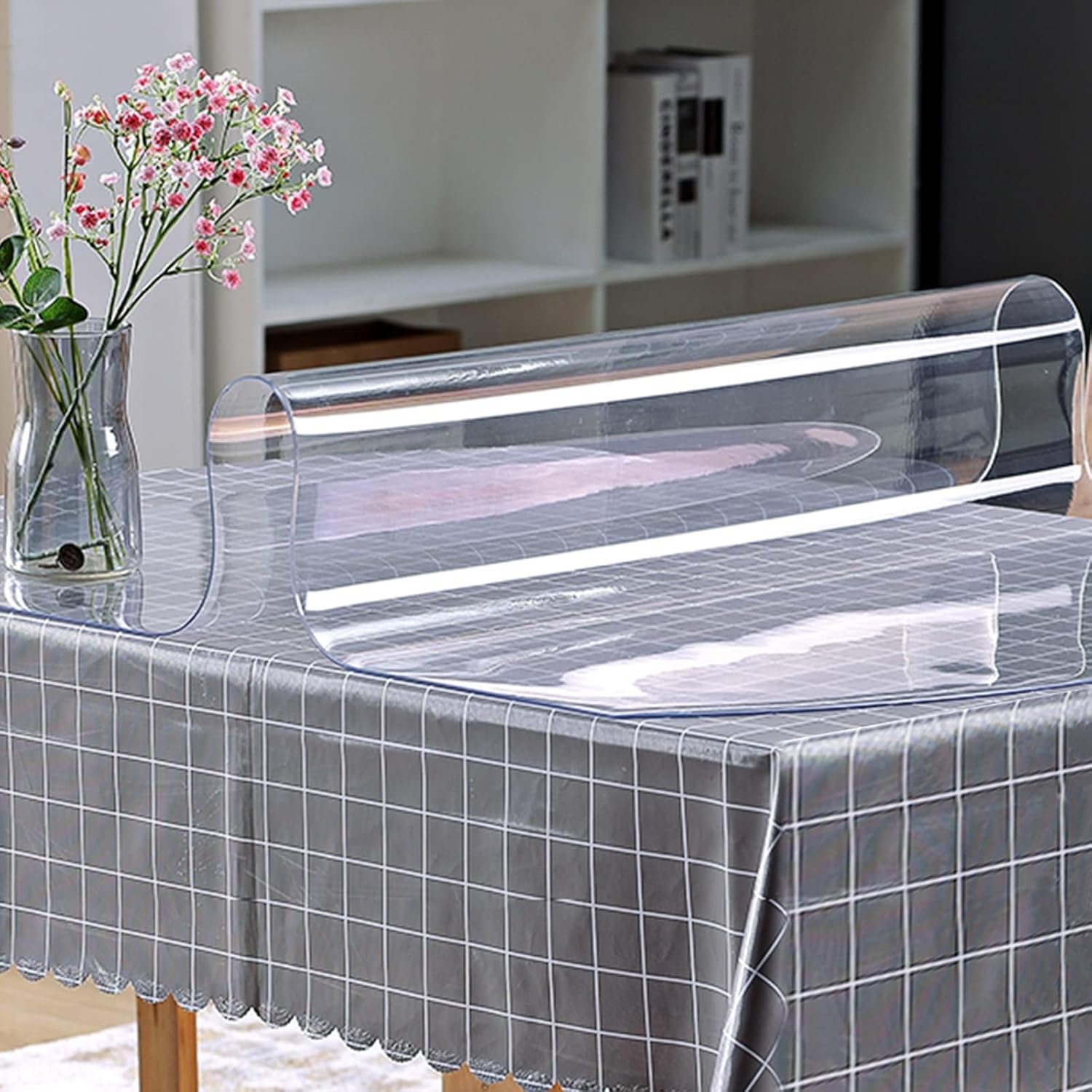 VEVOR Funda de plástico para mesa, 24 x 60 pulgadas, protector de mesa transparente de 0.059 in de grosor, alfombrilla rectangular transparente,