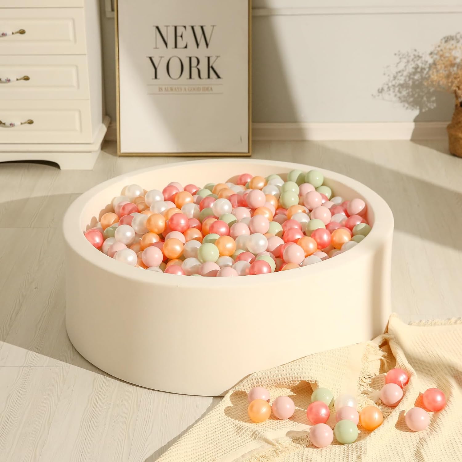 TRENDPLAY Bolas de plástico para hoyo de pelotas, 100 unidades, bolas de juguete para niños, bolas de juguete para fiestas de cumpleaños, juegos,