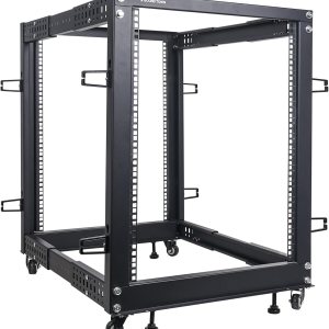 Sound Town Rack de 4 postes de 15U de marco abierto y equipo de red con profundidad ajustable de 22 a 40 pulgadas, ruedas, niveladores, gestión de Sound Town Rack de 4 postes de 15U de marco abierto y equipo de red con profundidad ajustable de 22 a 40 pulgadas, ruedas, niveladores, gestión de