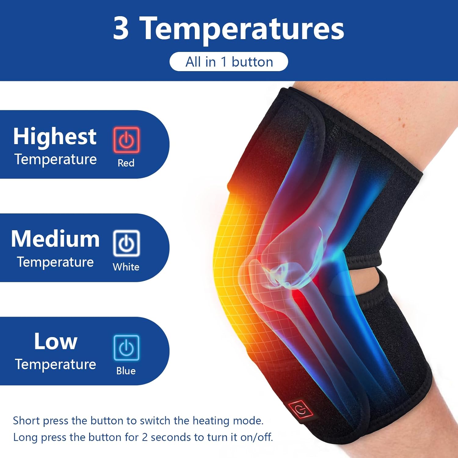 Almohadilla térmica para codo, codera, terapia de calor y frío para brazo, almohadilla térmica eléctrica para tendinitis, temperatura de 3 niveles y