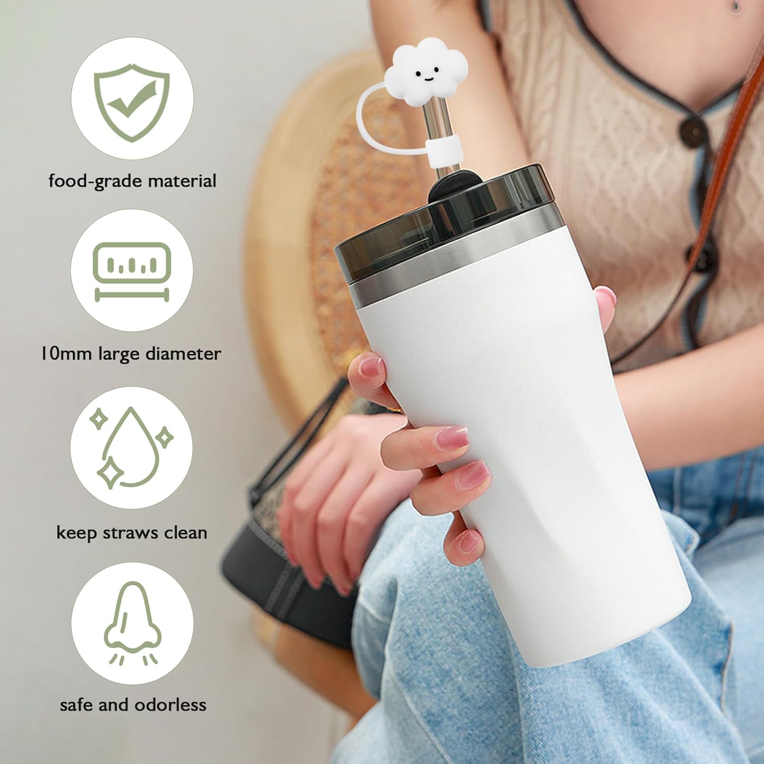 Fundas de paja de nube compatibles con vasos Stanley de 30 y 40 onzas, bonitas fundas de popote Stanley, protectores de paja de silicona