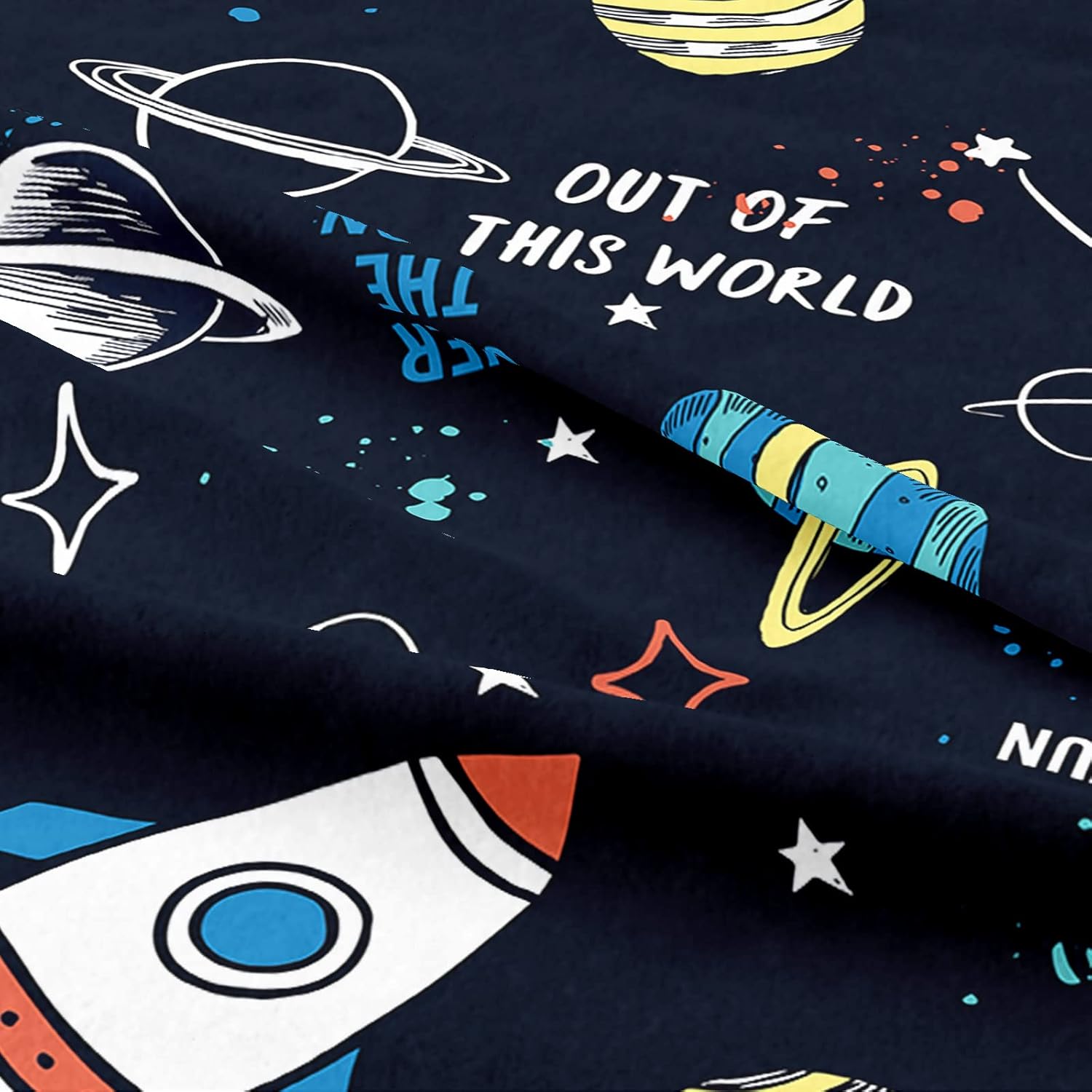 Outer Space Planet Stars – Juego de funda de edredón tamaño Queen, galaxia celestial, naves espaciales, cohete, juego de ropa de cama para niños, 3