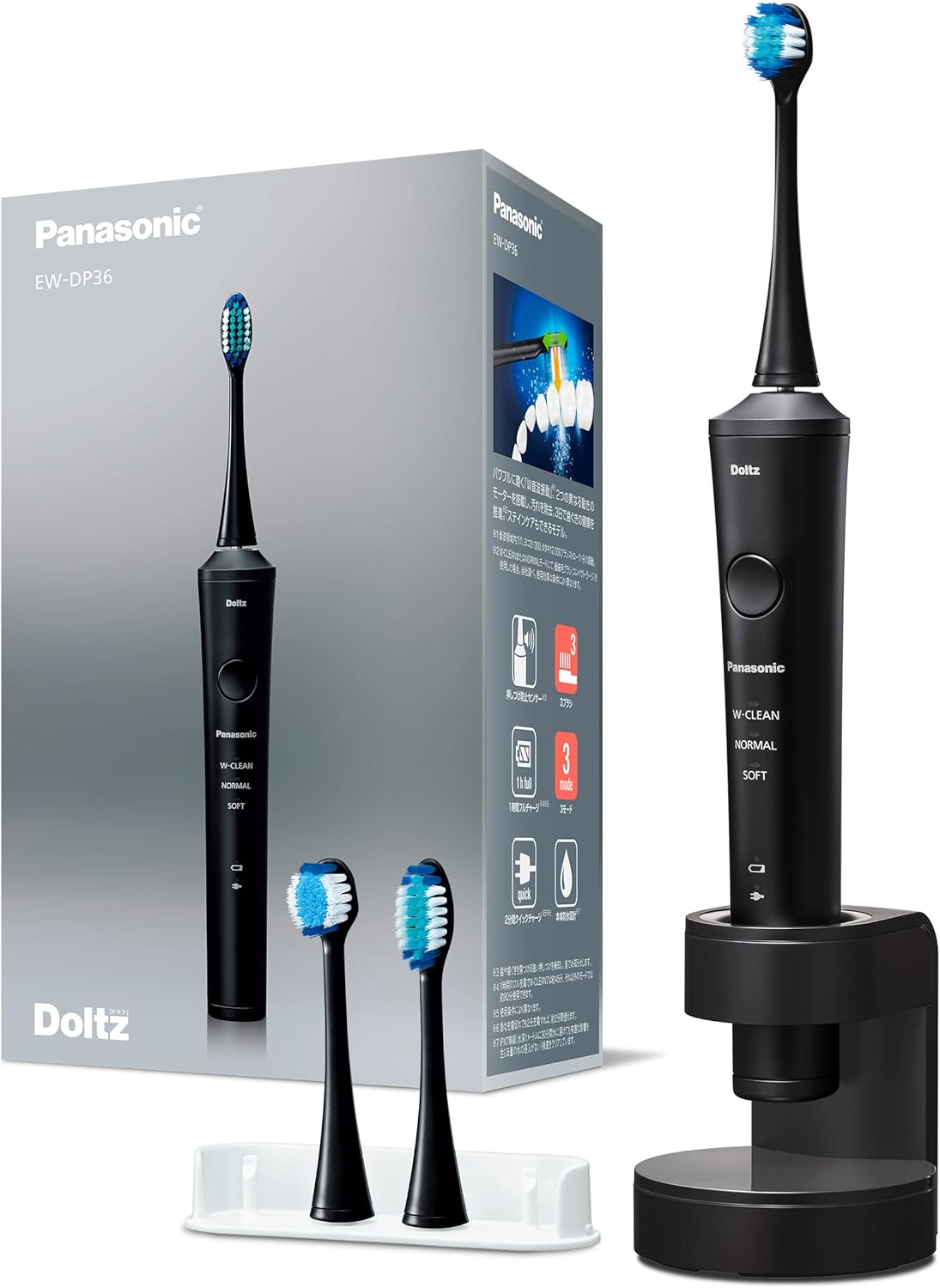 Panasonic EW-DP36 Doltz High Grade Modelo 3 Modos Bluetooth Cepillo de dientes eléctrico AC100-240V Enviado desde Japón lanzado en 2022 (negro